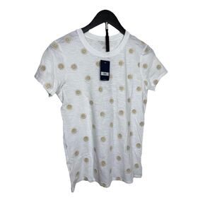 Lucky Brand T Shirt Women’s Sz S Embroidered Daisy Short Sleeve Top Cotton NWT